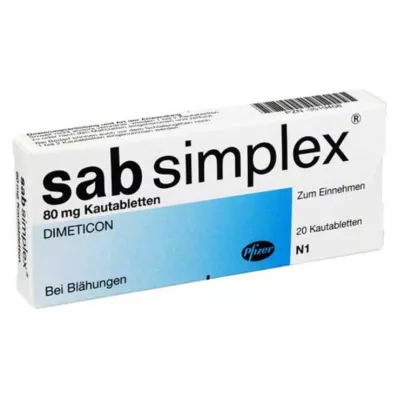 SAB simplex košļājamās tabletes, 20 gab