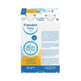 FRESUBIN ENERGY DRINK Multiaugļu dzeramā pudele, 4X200 ml