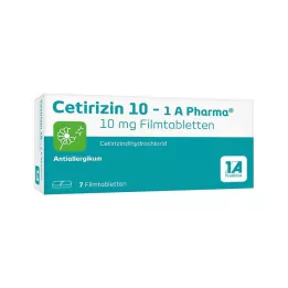 CETIRIZIN 10-1A Pharma apvalkotās tabletes, 7 gab
