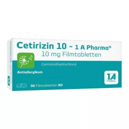 CETIRIZIN 10-1A Pharma apvalkotās tabletes, 50 gab