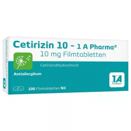 CETIRIZIN 10-1A Pharma apvalkotās tabletes, 100 gab