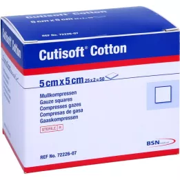 CUTISOFT Kokvilnas komprese 5x5 cm sterila 12 slāņu, 25x2 gab