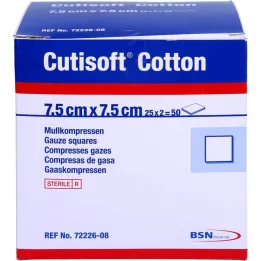 CUTISOFT Kokvilna kompr.7,5x7,5 cm ster.12 reizes, 25X2 gab