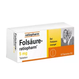FOLSÄURE-RATIOPHARM 5 mg tabletes, 50 gab