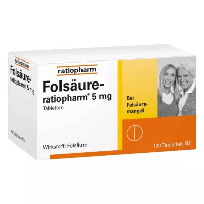 FOLSÄURE-RATIOPHARM 5 mg tabletes, 100 gab FOLSÄURE-RATIOPHARM 5 mg tabletes, 100 gab