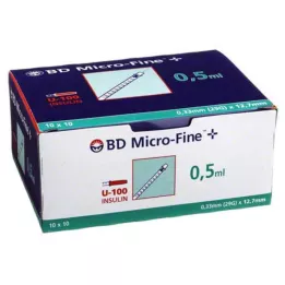 BD MICRO-FINE+ Insulīna šļirce 0,5 ml U100 12,7 mm, 100X0,5 ml