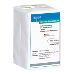 HÖGA-KOMPRESSEN OP 7,5x7,5 cm nesterils 8 kārtīgs, 100 gab