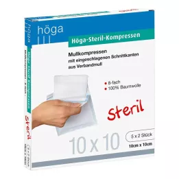 HÖGA-KOMPRESSEN 10x10 cm sterils 8 virzienu, 5X2 gab