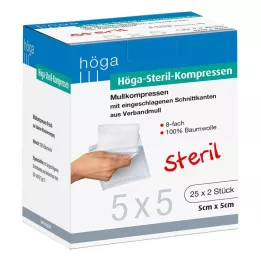 HÖGA-KOMPRESSEN 5x5 cm sterils 8-kārtīgs, 25X2 gab