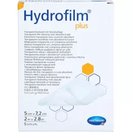 HYDROFILM Plus caurspīdīgs pārsējs 5x7,2 cm, 5 gab