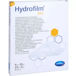 HYDROFILM Plus caurspīdīgs pārsējs 9x10 cm, 5 gab