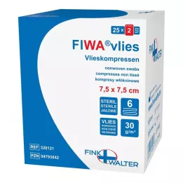 VLIESKOMPRESSEN 7,5x7,5 cm sterils 6 virzienu, 25X2 gab