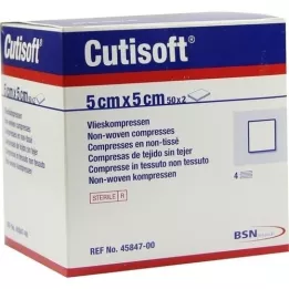 CUTISOFT Flīsa kompreses 5x5 cm sterilas, 50x2 gab