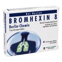 BROMHEXIN 8 Berlin Chemie apvalkotās tabletes, 20 gab