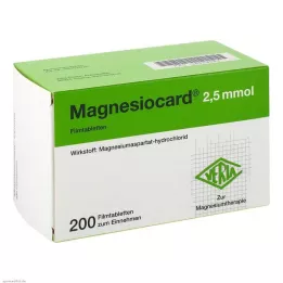 MAGNESIOCARD 2,5 mmol apvalkotās tabletes, 200 gab