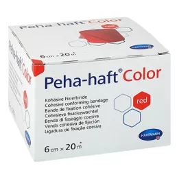 PEHA-HAFT Krāsu fiksējošs pārsējs 6 cmx20 m sarkans, 1 gab