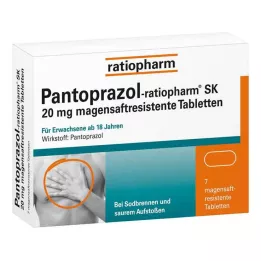 PANTOPRAZOL-ratiopharm SK 20 mg zarnās šķīstošās tabletes, 7 gab