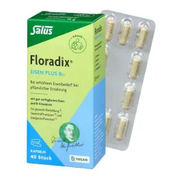 Floradix iron plus B12 vegan kapsulas, 40 gab
