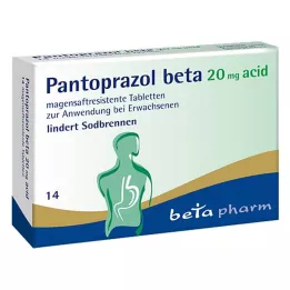 PANTOPRAZOL beta 20 mg skābes zarnās šķīstošās tabletes, 14 gab