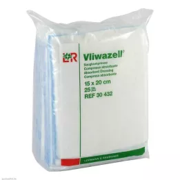 VLIWAZELL Absorbējošās kompreses nesterilas 15x20 cm, 25 gab