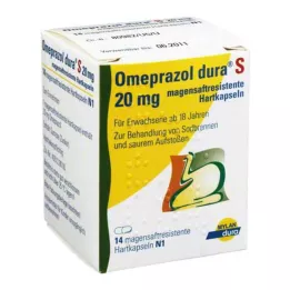 OMEPRAZOL dura S 20 mg zarnās šķīstošās cietās kapsulas, 14 gab