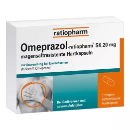 OMEPRAZOL-ratiopharm SK 20 mg zarnās šķīstošās cietās kapsulas, 7 gab