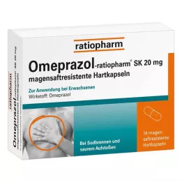 OMEPRAZOL-ratiopharm SK 20 mg zarnās šķīstošās cietās kapsulas, 14 gab