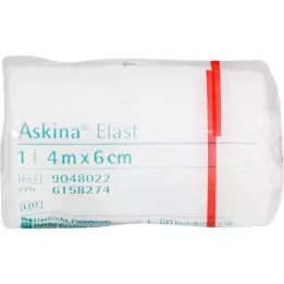 ASKINA Elastīgais pārsējs 6 cmx4 m pārklāts ar celofānu, 1 gab