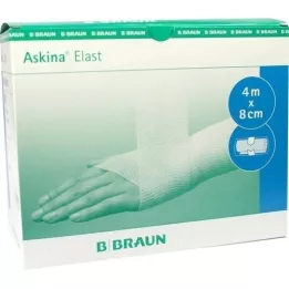 ASKINA Elastīgais pārsējs 8 cmx4 m pārklāts ar celofānu, 1 gab