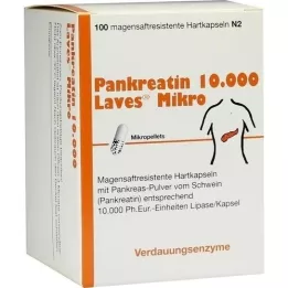 PANKREATIN 10 000 Laves mikro kuņģa sulas cietās kapsulas, 100 gab