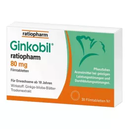 GINKOBIL-ratiopharm 80 mg apvalkotās tabletes, 30 gab