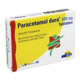 PARACETAMOL dura 500 mg tabletes, 20 gab