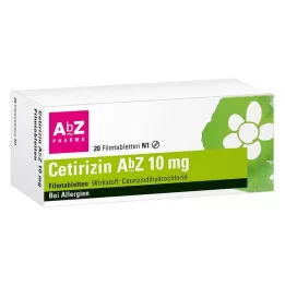 CETIRIZIN AbZ 10 mg apvalkotās tabletes, 20 gab