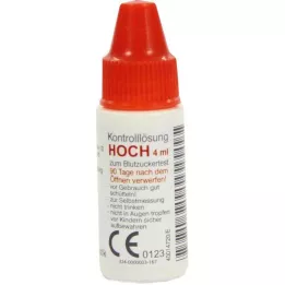 GLUCO TEST Plus kontroles šķīdums augsts, 4 ml