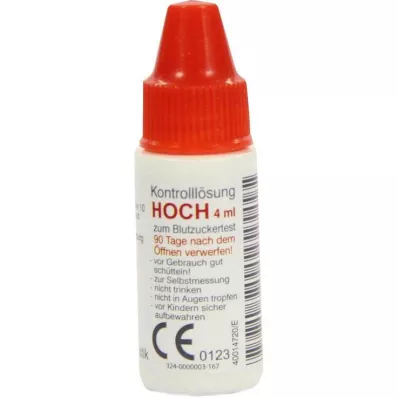 GLUCO TEST Plus kontroles šķīdums augsts, 4 ml