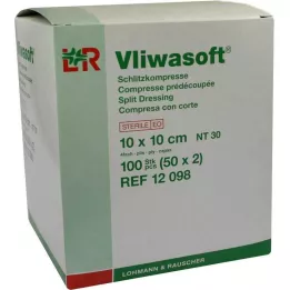 VLIWASOFT Spraugas kompreses 10x10 cm sterilas 4 slāņu, 50x2 gab