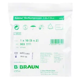 ASKINA Marles kompreses 7,5x7,5 cm sterilas, 5X2 gab