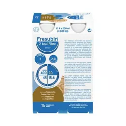 FRESUBIN 2 kcal Šķiedra DRINK Kapučīno dzeramā pudele, 4X200 ml