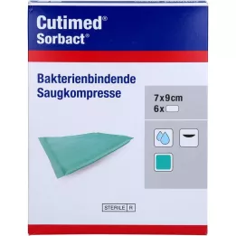 CUTIMED Sorbact absorbējošās kompreses 7x9 cm, 6 gab
