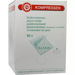 MULLKOMPRESSEN 7,5x7,5 cm sterils 8 virzienu, 50X2 gab