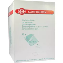MULLKOMPRESSEN 10x10 cm sterils 8 virzienu, 25X5 gab