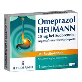 OMEPRAZOL Heumann 20 mg b.Sodbr.kuņģa skābi izturīgas cietās kapsulas, 14 gab