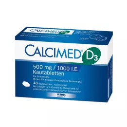 CALCIMED D3 500 mg/1000 I.E. košļājamās tabletes, 48 gab