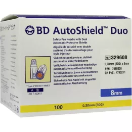 BD AUTOSHIELD Duo drošības pildspalvu adatas 8 mm, 100 gab