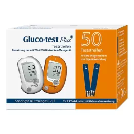 GLUCO TEST Plus glikozes līmeņa asinīs teststrēmeles, 50 gab