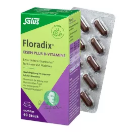 FLORADIX Dzelzs plus B vitamīnu kapsulas, 40 gab