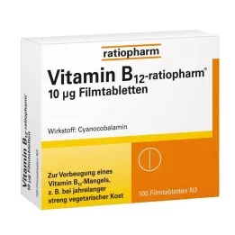 VITAMIN B12-RATIOPHARM 10 μg apvalkotās tabletes, 100 gab