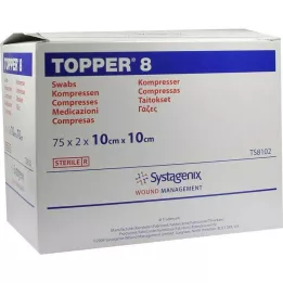 TOPPER 8 kompreses 10x10 cm sterilas, 75X2 gab