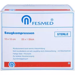SAUGKOMPRESSEN sterils 10x10 cm, 25X1 gab