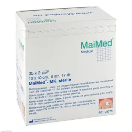 MULLKOMPRESSEN 10x10 cm sterils 8 virzienu, 25X2 gab
